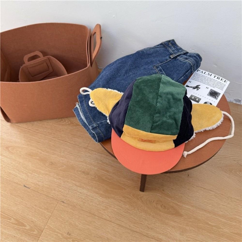 With Sherpa Earflaps Infant Trapper Hat Patchwork Corduroy Ski Hat Vintage Winter Cap  Toddlers