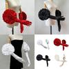 Evening Party Gloves for Women Long Satined Gloves with Large Flower Stage Accessories Elbow Length Dancing Wedding Gloves