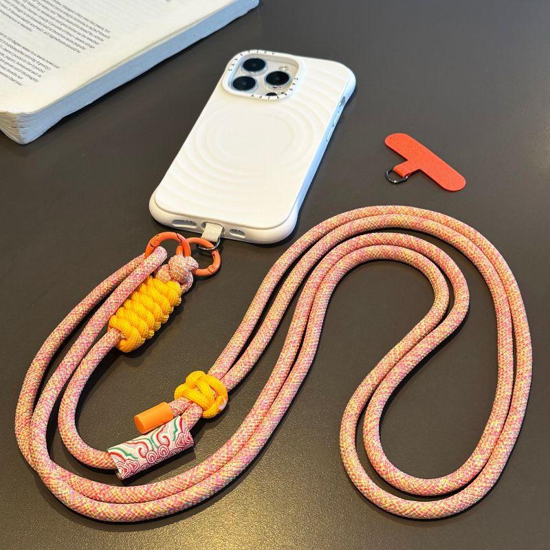 Mobile Phone Double-buckle National Style Long Rope Anti-lost Side-span Lanyard Anti-lost Lanyard Personalized Strong Pendant Oblique Span