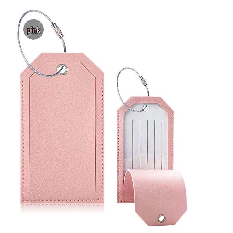 

Металлический ланьярд кожаная багажная бирка с фирменным вкладышем-посадочным талоном розовый