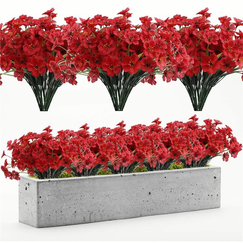 1/3 Bundle Outdoor Artificial Flowers No Fade Fake Violet Flowers for Home Outdoor Garden Patio Window Wedding Decoration