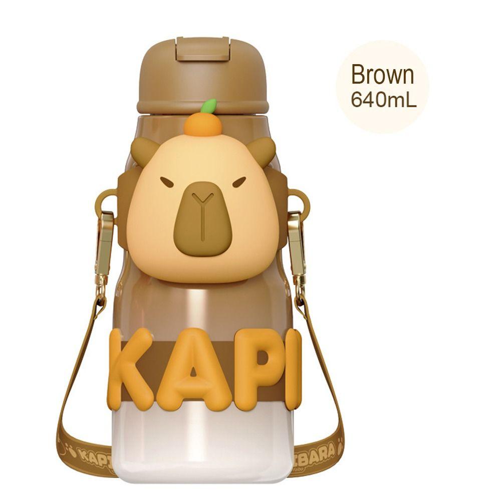 Cartoon 640/600/550ML Large Capacity Insulated Cup Stainless Steel Panda Water Bottle Capybara Thermal Mug for Boys and Girls