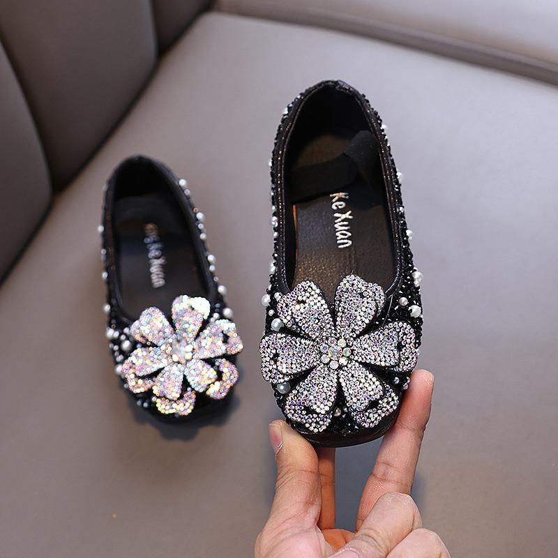 Autumn New Style Ladylike Baby Girl Children's Princess Rhinestone Single Shoes Leather Shoes Dance Performance Shoes