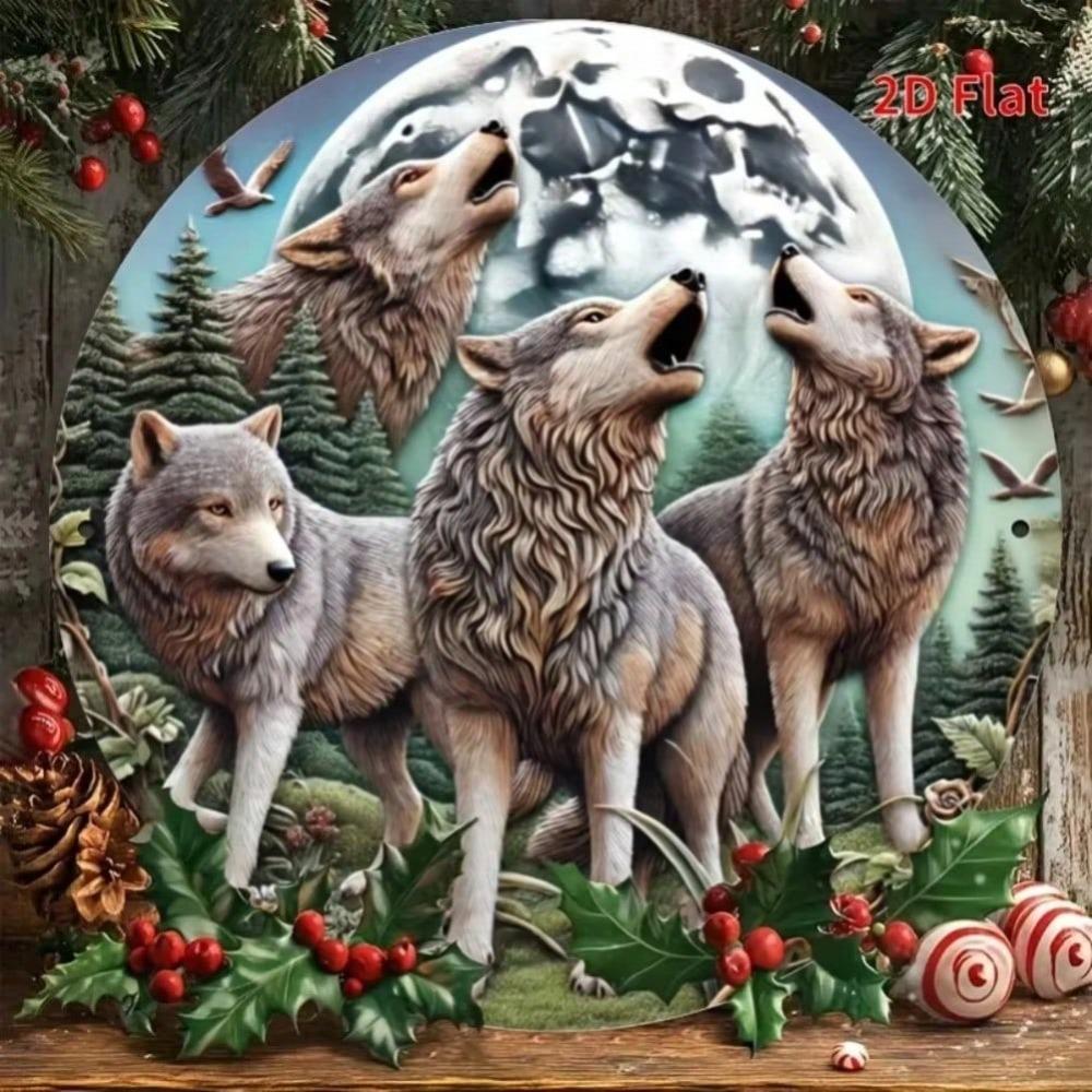 Vintage Wolf Metal Tin Sign Retro Wall Art for Home Bar Cafe Decor