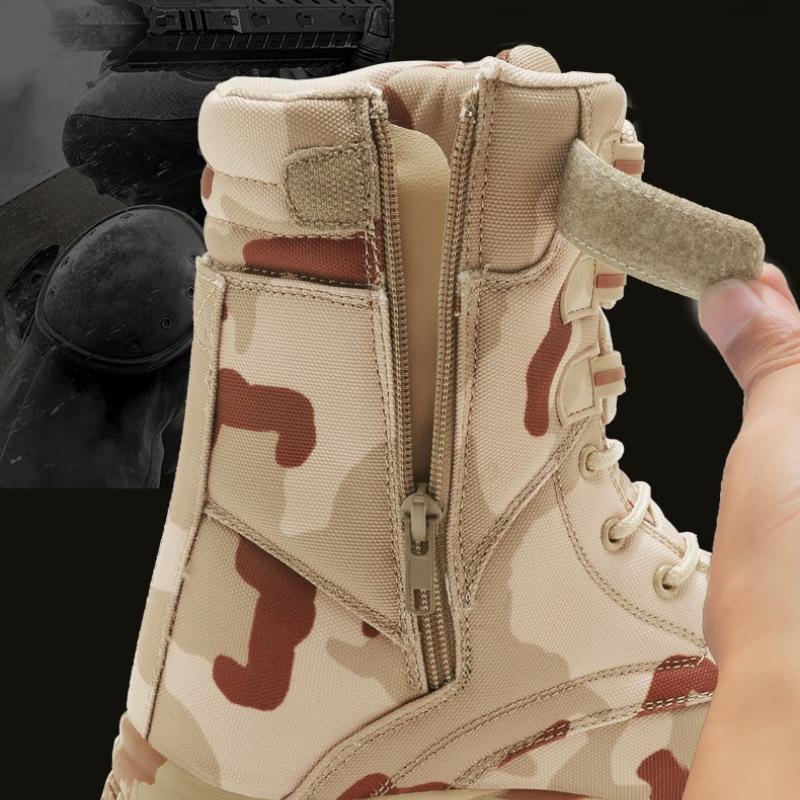 Men's Tactical Desert High Top Boots Retro Style Motorcycle Boots Outdoor Hiking Camping Shoes Comfy Ankle Boots Sized For 39-46
