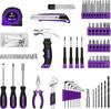 Tool Set with 8V Electric DIY Tool Power Tool Household Furniture Home Carpentry Tool Set with Convenient Storage Purple 126-Piece Drill, Set, Drill,