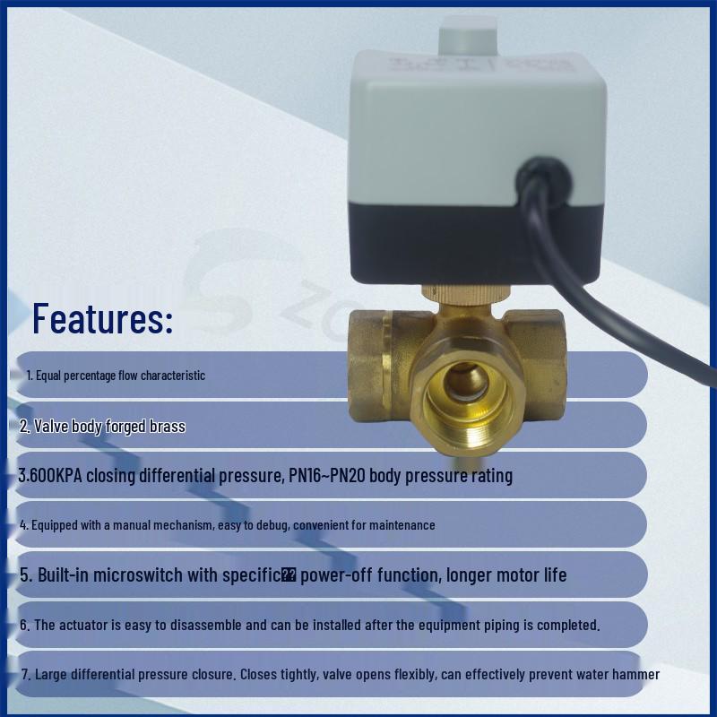 220V AC Electric Ball Valve: 3-Way Brass, Manual/Automatic Control, for HVAC/Solar Systems