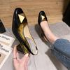 Fashion Thick Heel Bag Head Sandals 2025 Square Rhinestone One-word Buckle Middle Heel Comfortable Rhinestone Temperament Sandals
