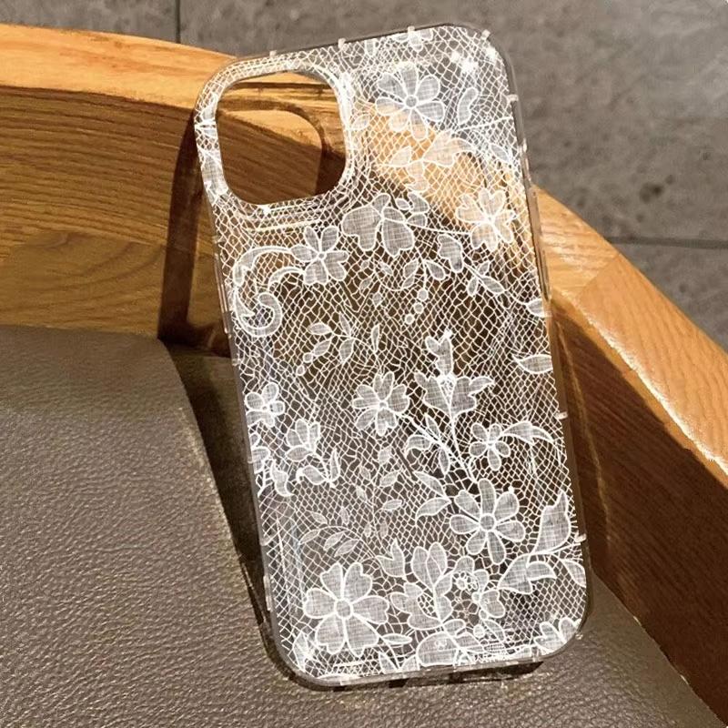 

Romantic Lace Pattern Phone Case For iPhone 17 Pro Max 16 15 Pro 14 13 12 11 XR XS 17Air 16 Plus 16E Soft Clear Cover iPhone 11 Pro