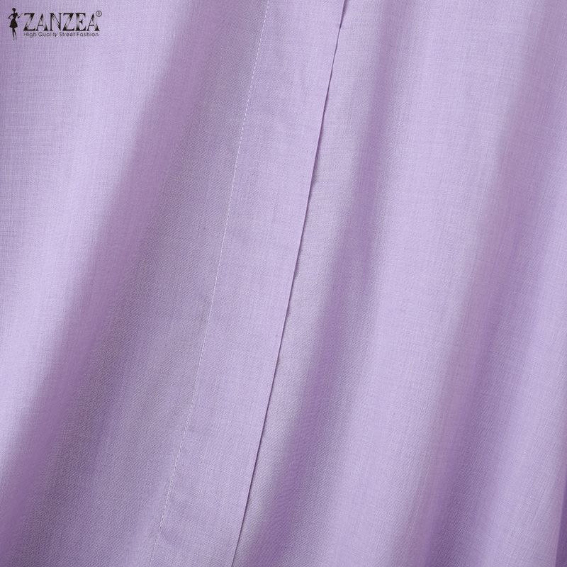 ZANZEA Women Casual Loose Lapel Collar 3/4 Batwing Sleeve Buttons Up Blouse