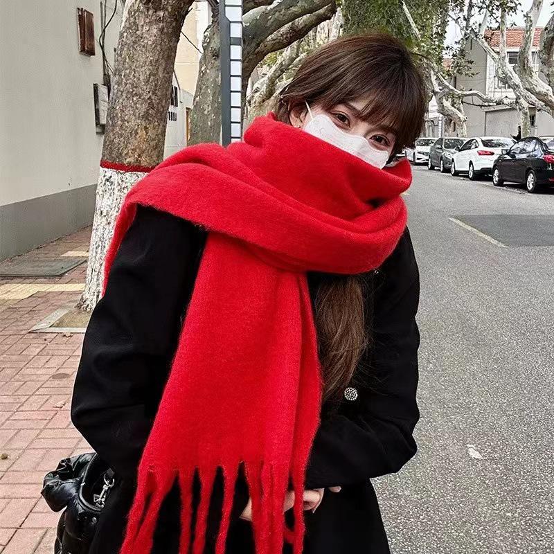 Hochwertiger Schal im koreanischen Stil mit Karomuster: Warmer, verdickter Kaschmir-ähnlicher Schal für Studenten und Paare