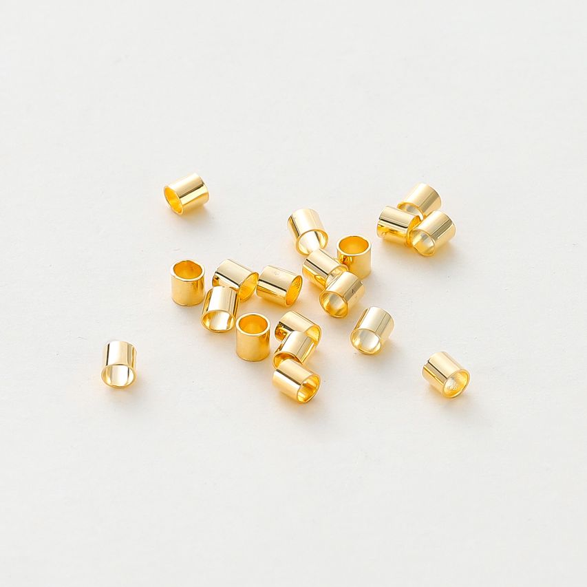 100 Stück/Los 14K 18K Goldfarbe Beschichtete Zylindrische Röhren-Abstandshalter Perlen Armband Halskette Stopperperlen Für DIY Schmuckherstellung