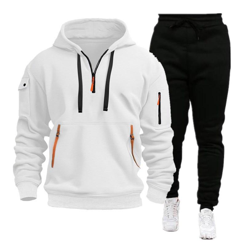 

2024 Men s Spring/Autumn Sports Zipper Hoodie & Sweatpants Set XL