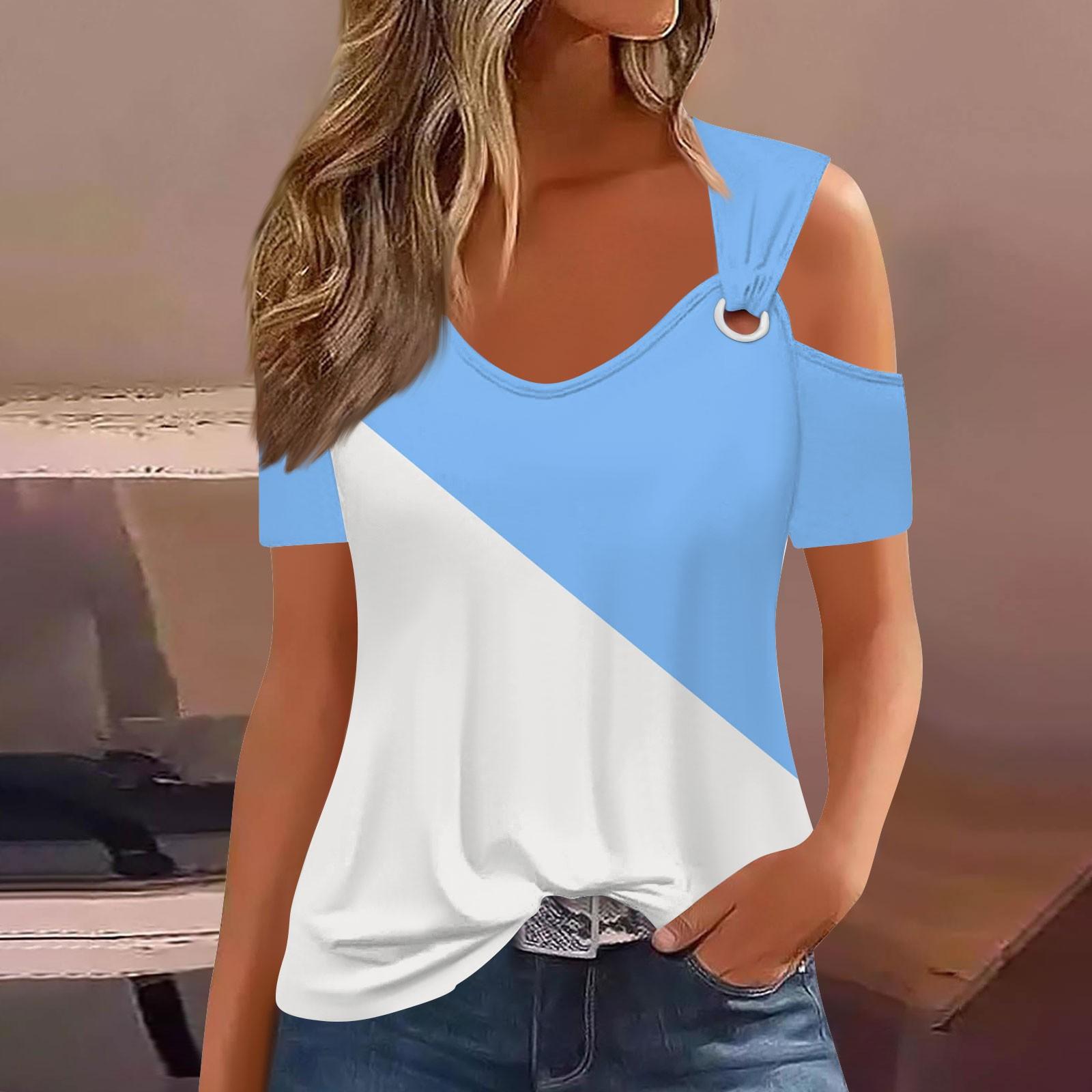 

Модные женские свободные летние простые повседневные топы с круглым вырезом и короткими рукавами XXXL синий