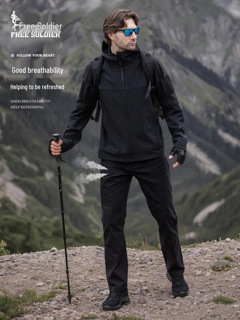 Free Soldier Men's Tactical Cargo Pants: Stretch, Plaid, Multi-Pocket, Wear-Resistant Outdoor Wear