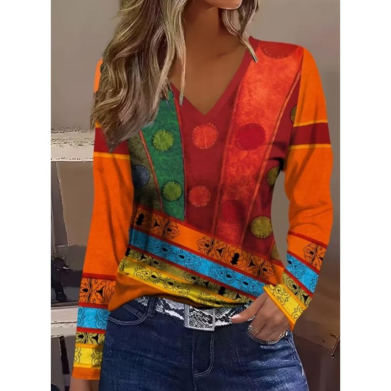 Mode Festival Kleidung Damen T-Shirts Herbst Winter Langarm Weihnachts-Stil 3D Druck Street Hip Hop Damen Top