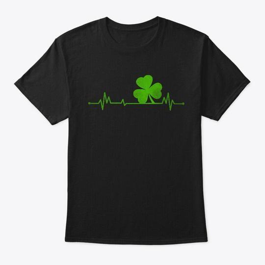 

Heartbeat Shamrock St Pattys Day T-Shirt Made in the USA Size S to 5XL M