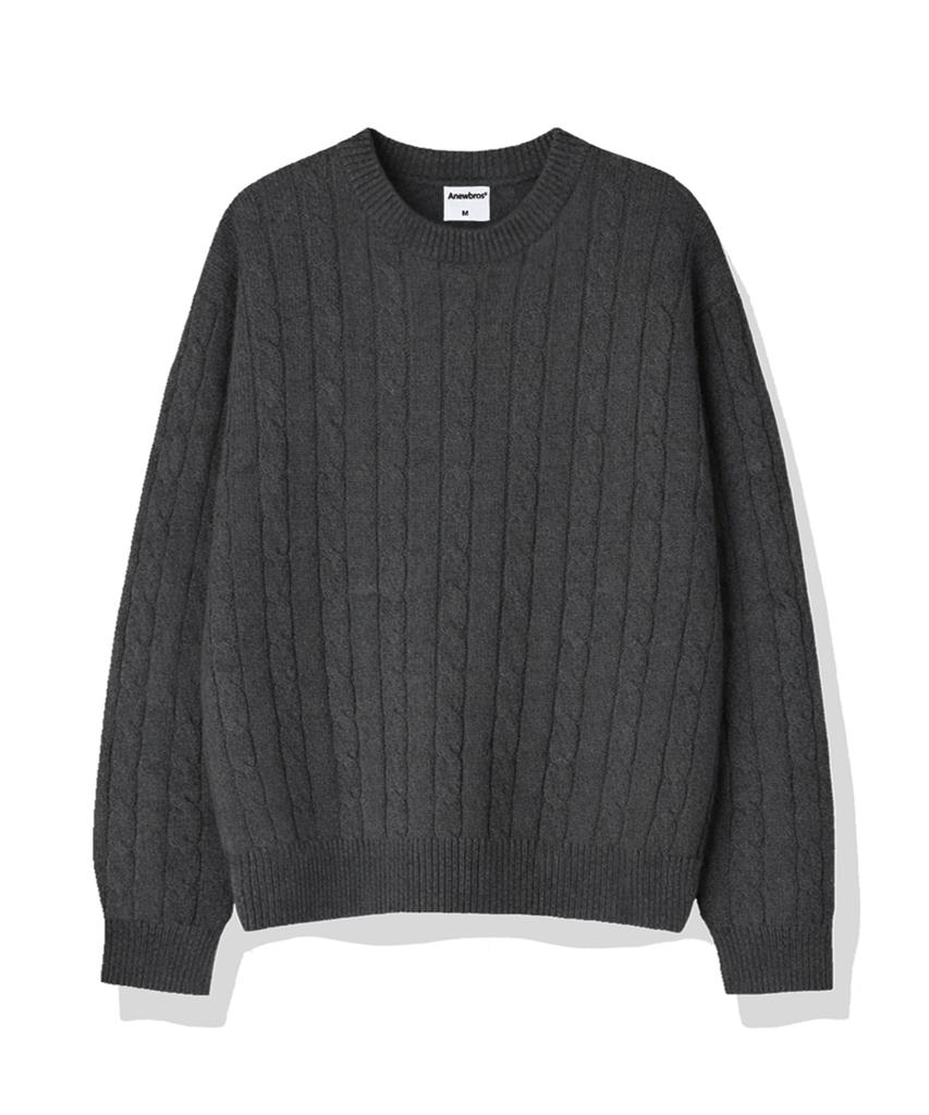 ANEWBROS Corner Round Neck Cable Knit 5 Colors [Anbk_6001]