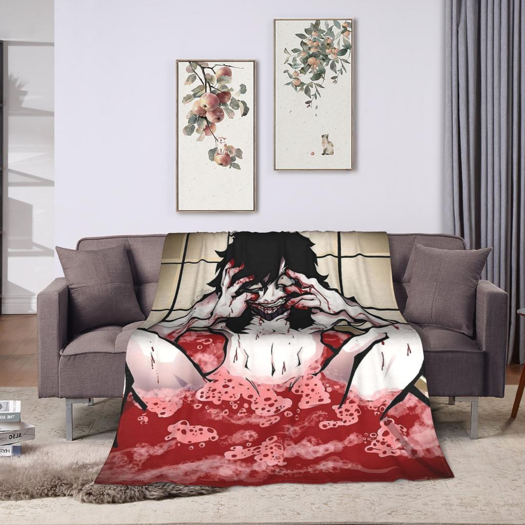 Badezeit Jeff the Killer Flanelldecke Superweiche Kuscheldecke für Schlafzimmer Picknick Lustige Tagesdecke Sofa Bettbezug