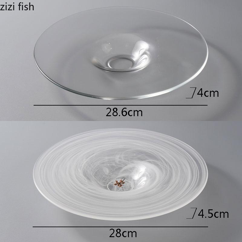 Simplicity Glass Dinner Plate Transparent Dim Sum Plate Pasta Salad Plate Thick Soup Plates Molecular Cuisine Creative Tableware