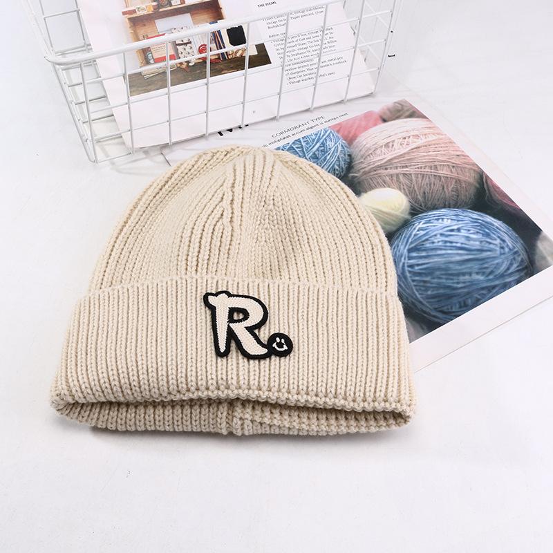 Korean Version New Solid Color Letter Knitted Hat Autumn and Winter Casual Versatile Wool Hat Student Face Little Couple Hat Women