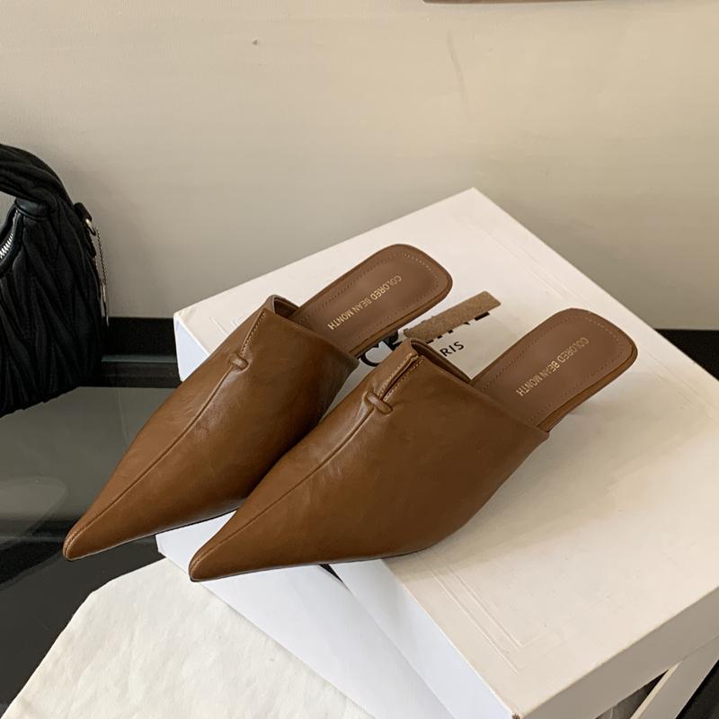 Fashion SUOJIALUN 2025 New Brand Women Slipper Fashion Pointed Toe Slip On Ladies Elegant Mules Shoes Thin Low Heel Casual Dress Slides