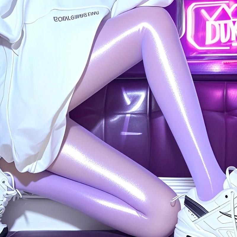 1Pair Nylon Oil Shiny Bright Color Dating Pantyhose Sexy Couple Erotic Cosplay Lingerie Women's Stockings
