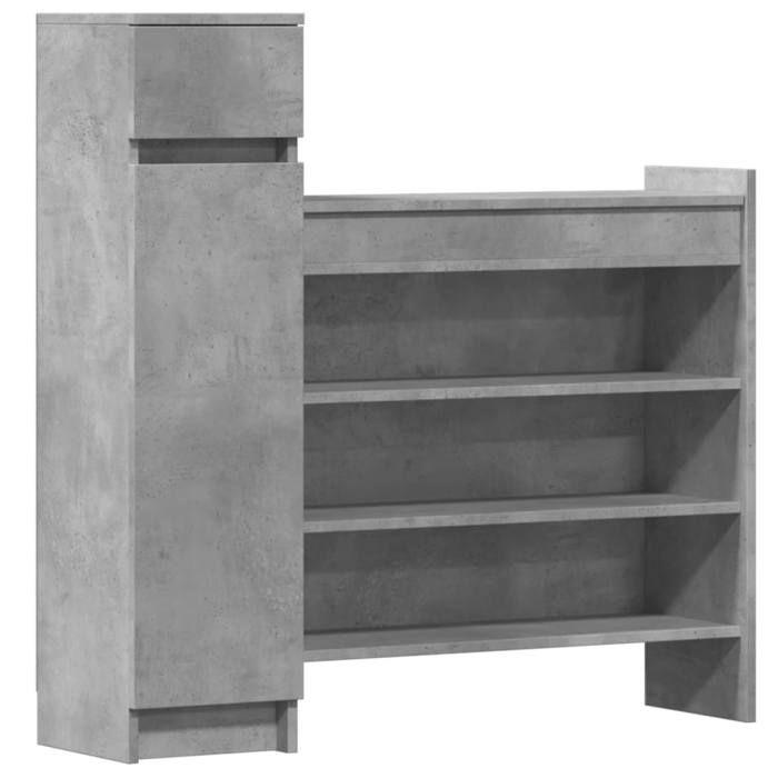 VidaXL Armoire à chaussures gris béton bois d'ingénierie, armoire de rangement de chaussures, support à chaussures, unité de 840425