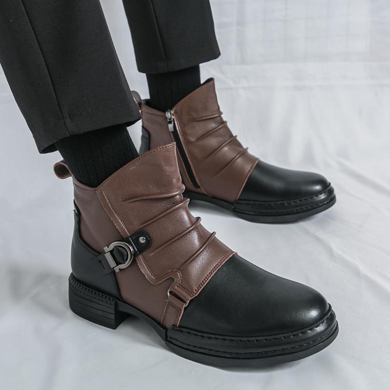 Autumn and Winter Retro Men's Ankle Boots Fashionable and Casual Zipper Boots Versatile To Match with Formal and Casual Wear