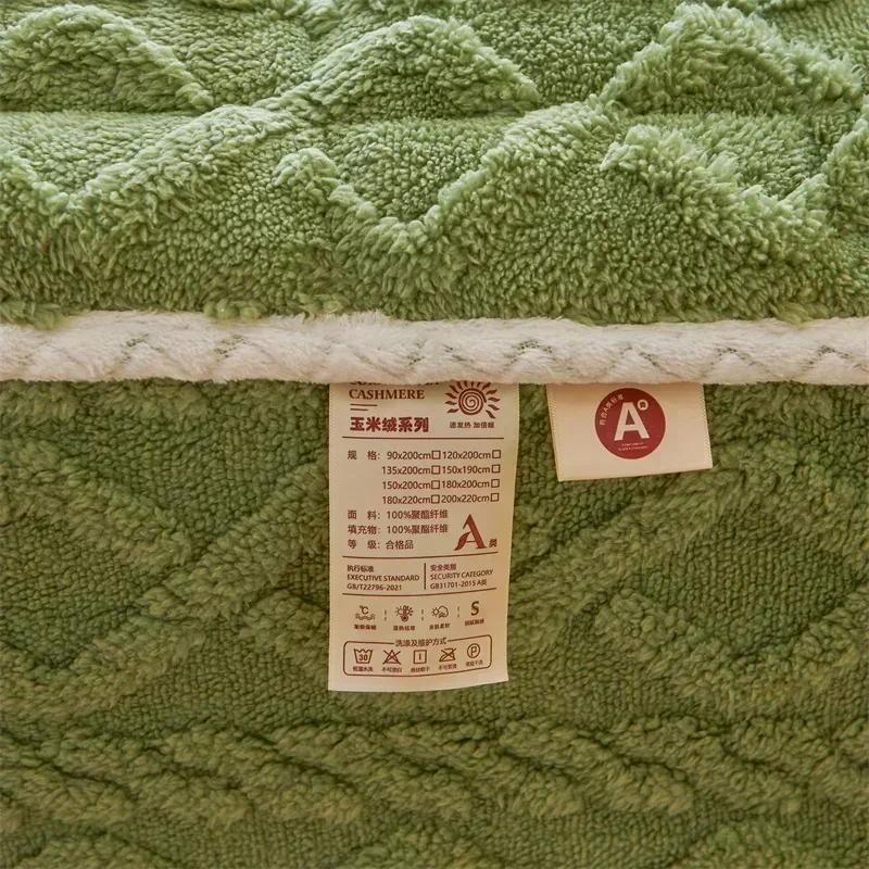 Autumn Winter Thicken Warm Mattress Pad And Pillowcase Soft Tafu Velvet Fitted Bed Sheet Set With Elastic Band Quilted Bed Cover