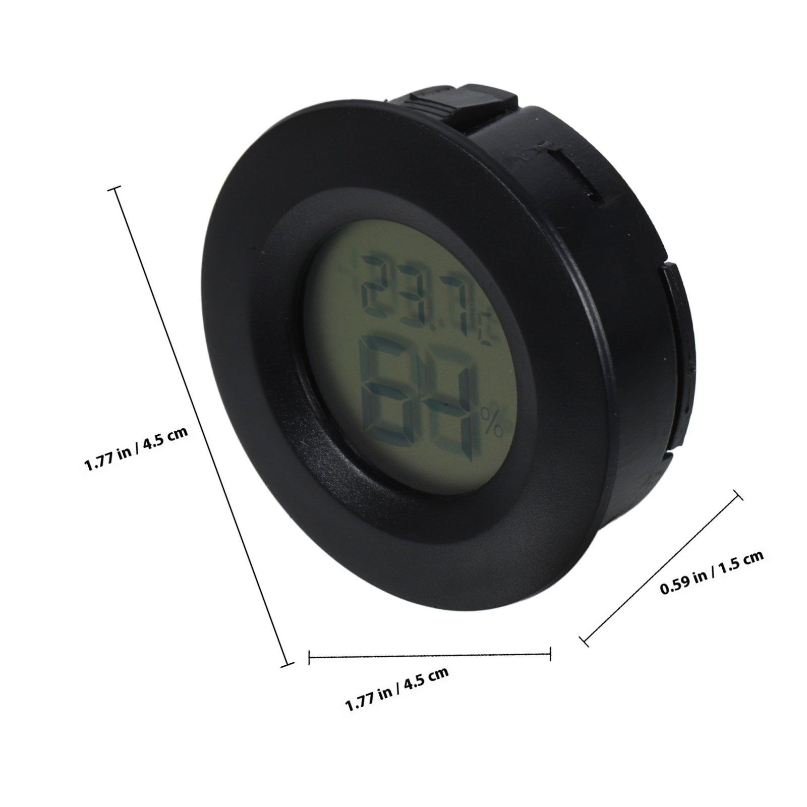 

2Pcs Digital Temperature and Humidity Meter Round Thermometer Hygrometer Portable Indoor Wall Mount for Home Office Bedroom Use чёрный