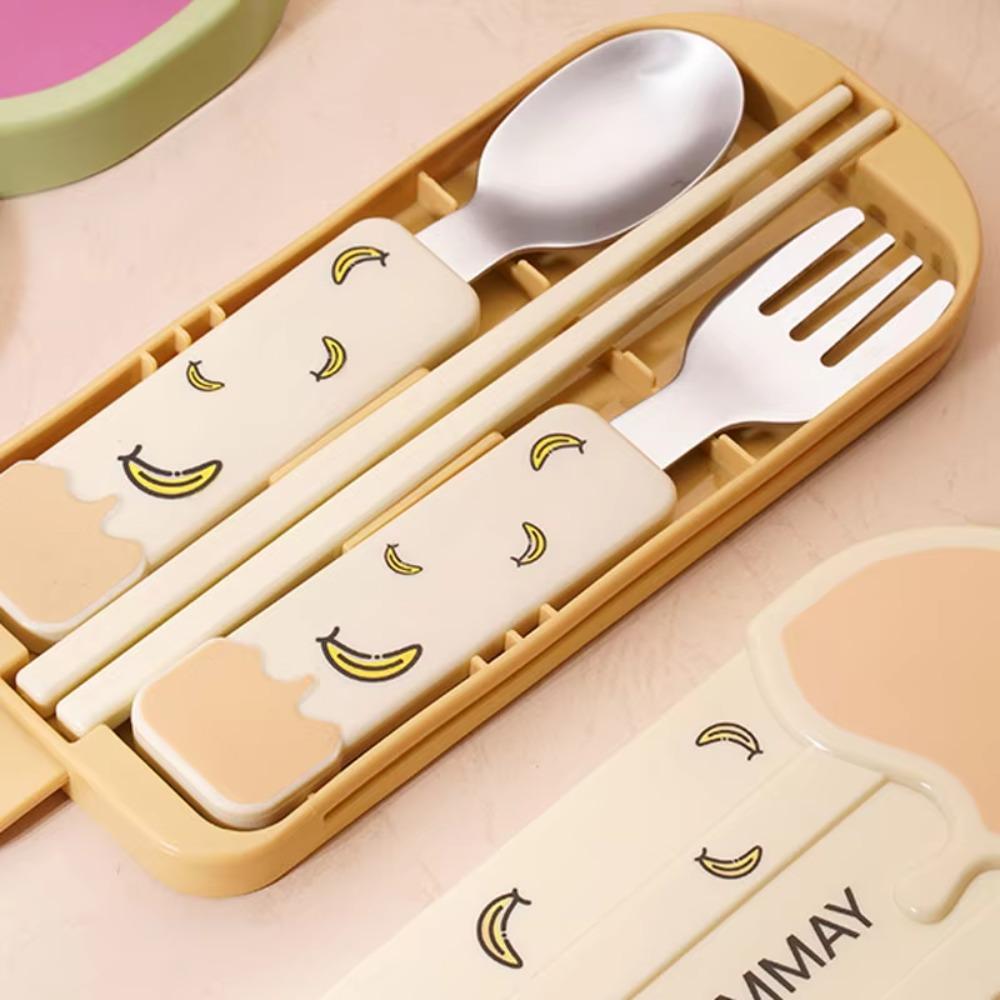 Cartoon Pattern Ice Cream Cutlery Set Reusable Kids Chopsticks Fork Spoon Set Office