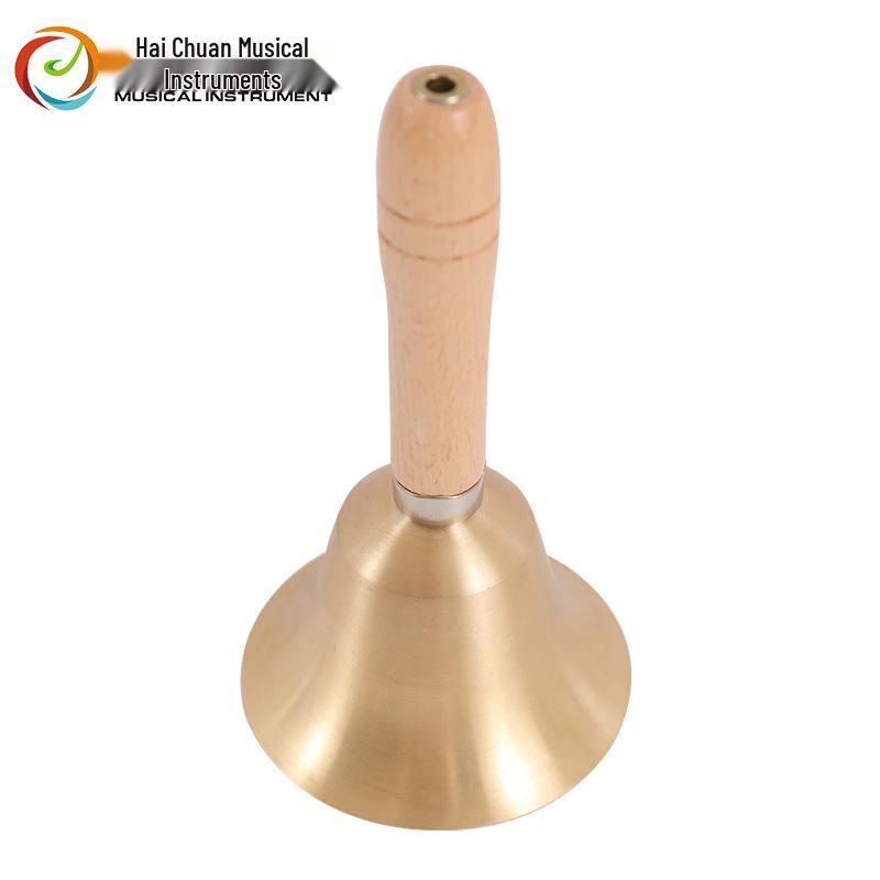 Wooden Handle Hand Bell with Pure Copper 8cm Diameter Ring for Classroom Use