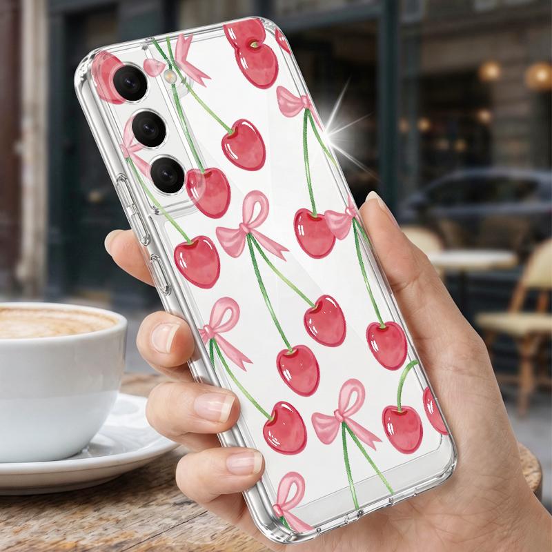Funda de Fruta Cereza de Dibujos Animados Para Samsung A57 S26 Ultra A37 A17 A56 A36 A26 A16 A55 A35 A25 A15 A54 5G S21 FE S22 S23 S24 S25 Plus Cubierta Suave de TPU Transparente