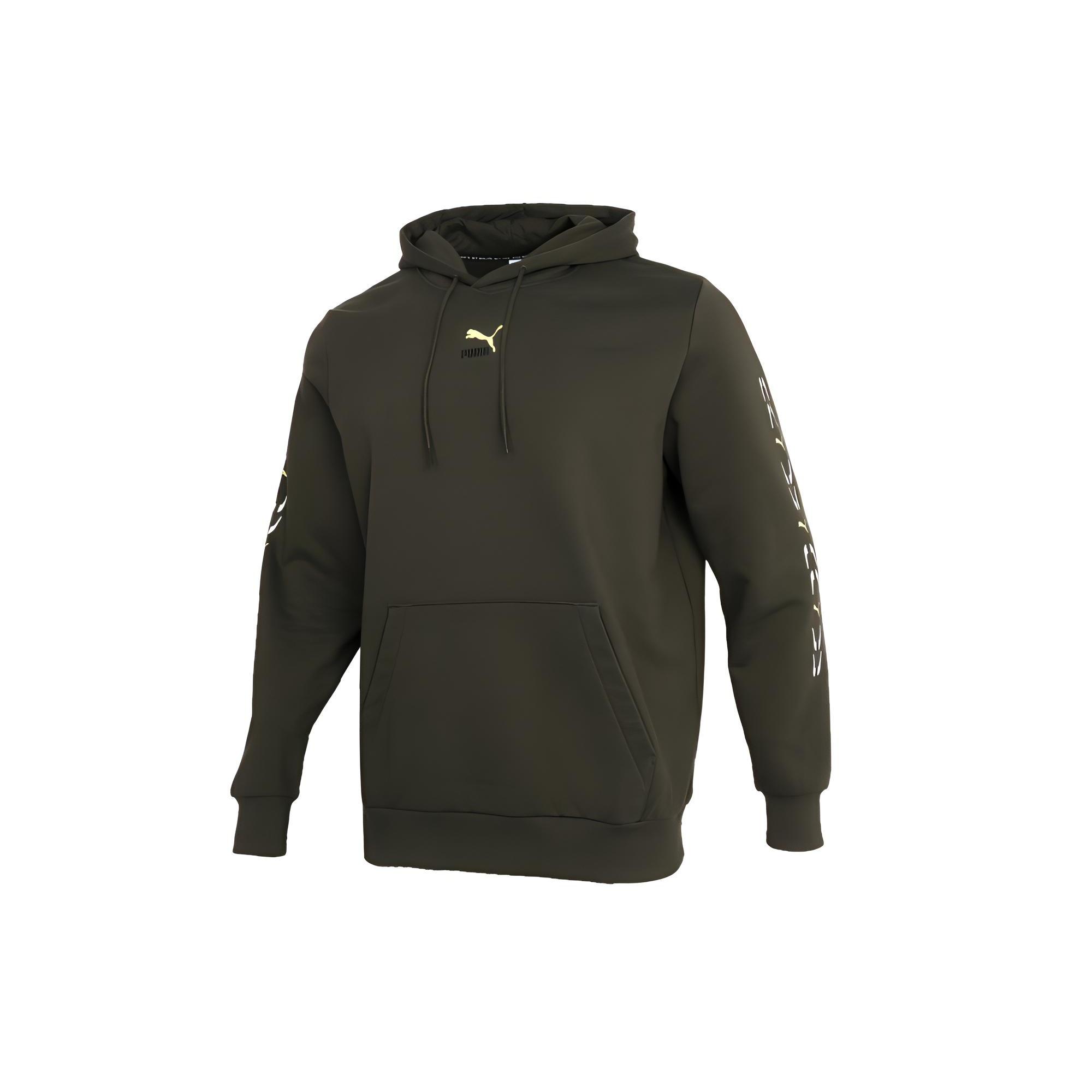 PUMA Graphic Hoodie  Olive Green White  Men s 531243-70 XS