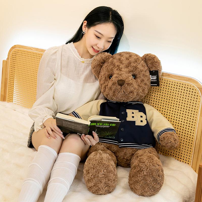 Cartoon Baseball Uniform Teddy Bear Plush Toy Boyfriend Chinese Valentine's Day Gift Girl Bedroom Bear Pillow Ornament