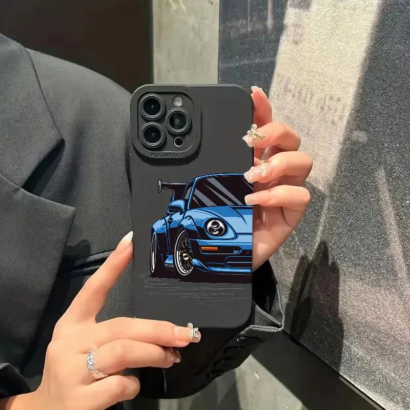 Personalized Fashion Car Pattern Phone Case For IPhone 11 12 13 14 15 16 Pro Max Mini X XS XR Max 7 8 Plus SE Soft SiliconeCover