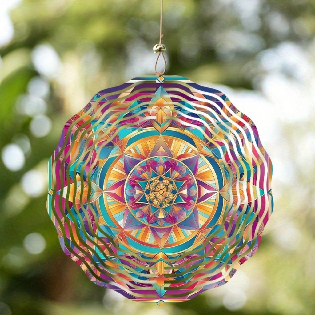 10 Inch Colorful Metal Wind Spinner with 360 Degree Rotating Hook No Battery Needed Vibrant Garden Decor Gift for Family Friends