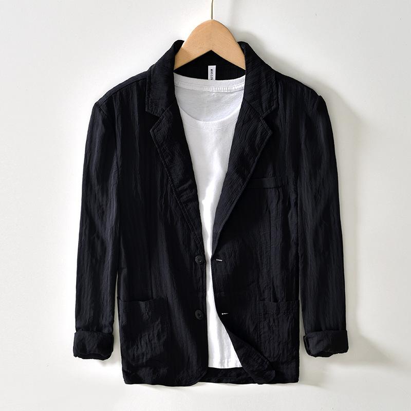

Весенние и летние мужские костюмы и блейзеры, пригородные блейзеры, мужские пиджаки, повседневные пальто, плиссированная куртка на пуговицах XXXL чёрный