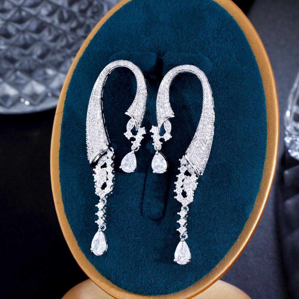 

E0244 Personality Ear Jewelry Women S Long Shiny Zircon Earrings