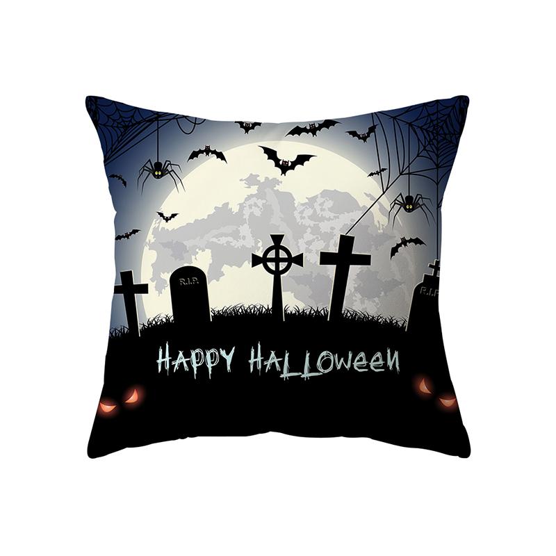 Horror Halloween Bat Pumpkin Print Pattern Cushion Cover Home Living Room Sofa Decoration Polyester Pillow Pillow Cover