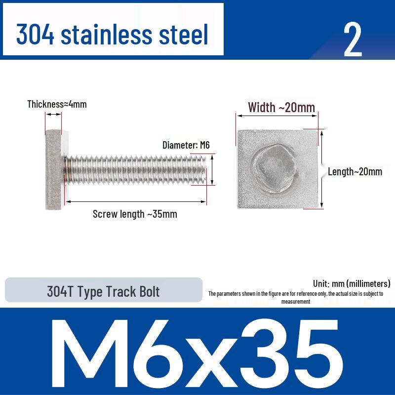 Custom 304 Stainless Steel T-Slot Irregular Rectangular T-Bar Bolt M6/M8