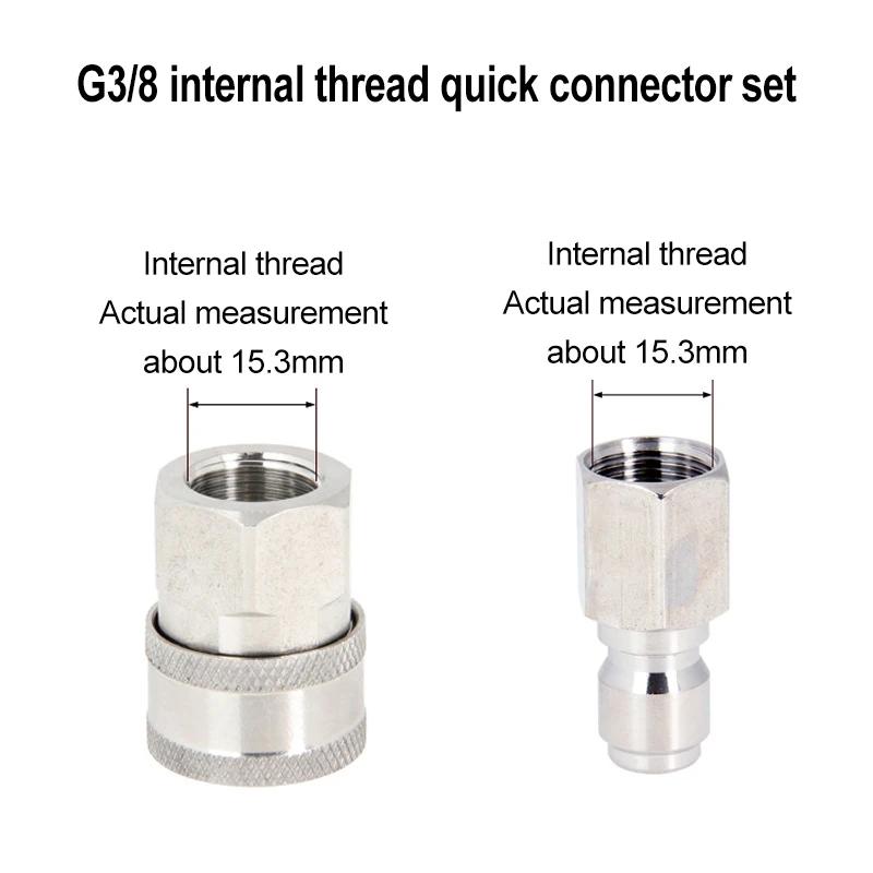 Stainless Steel G3/8 Pipe G1/2 High-pressure Water Gun Quick Connector