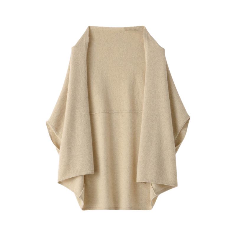 Lekasha Women's Sleeveless Loose Knit Shawl - 100% Pure Cashmere