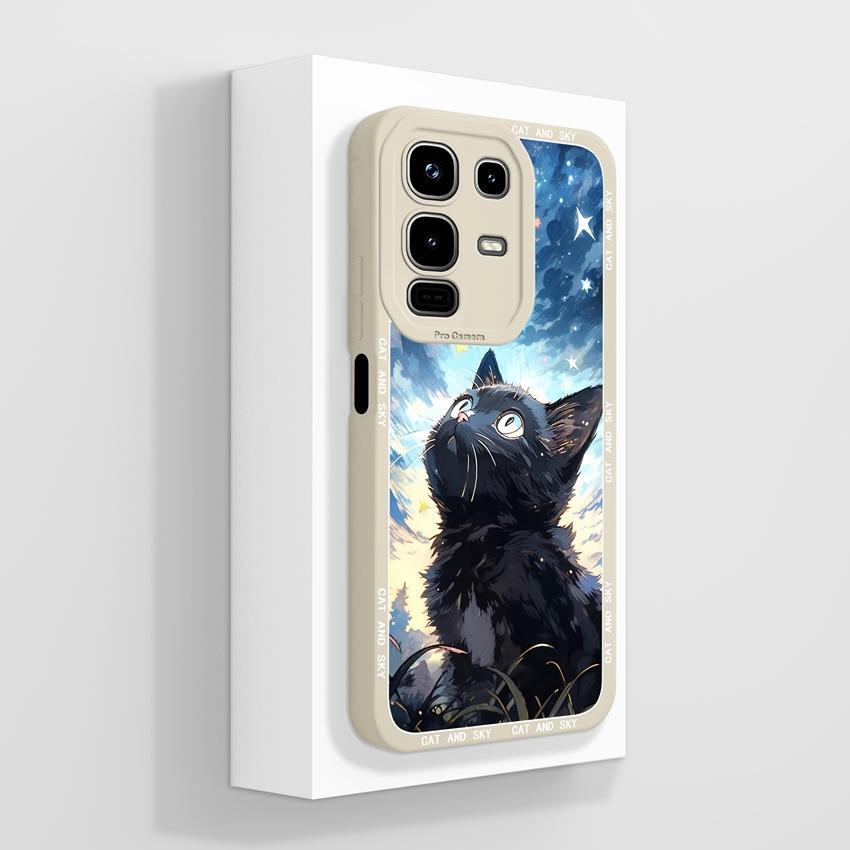 For Infinix Note 50x 50s 50 Pro Plus GT 10 30 Pro 5G Phone Cases Cute Cat Patterns Screen Protector Liquid Silicone Anti Slip Shell For Infinix Casing