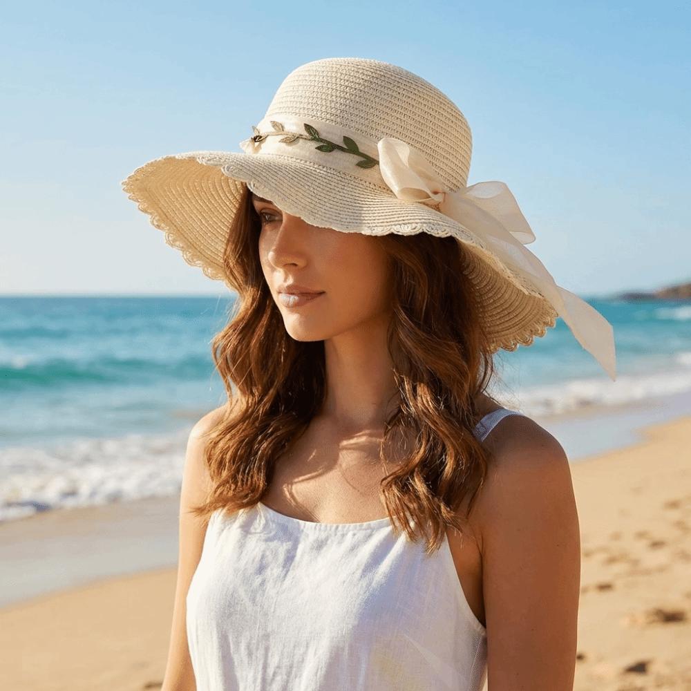Wide Brim Bow Straw Hat Boho Sun Protection Cap Comfortable To Wear Women's Sun Hat  Beach