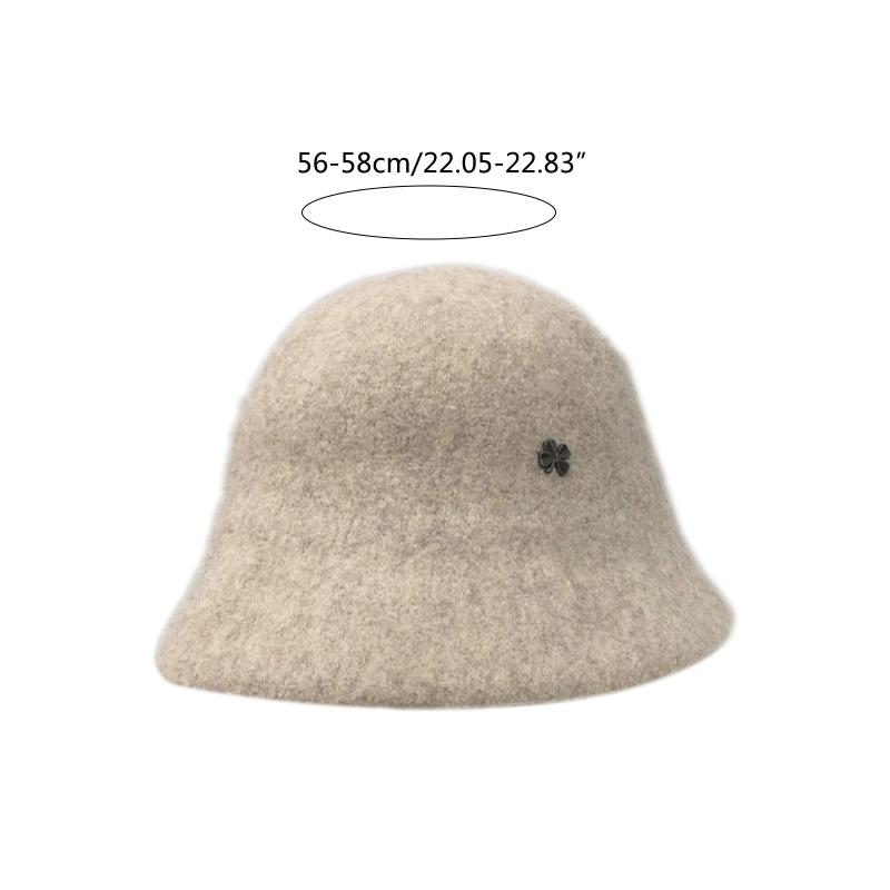 Solid Color Cloche Hat Basin Hat Wool Fisherman Hat for Chilly Outdoor Activitie