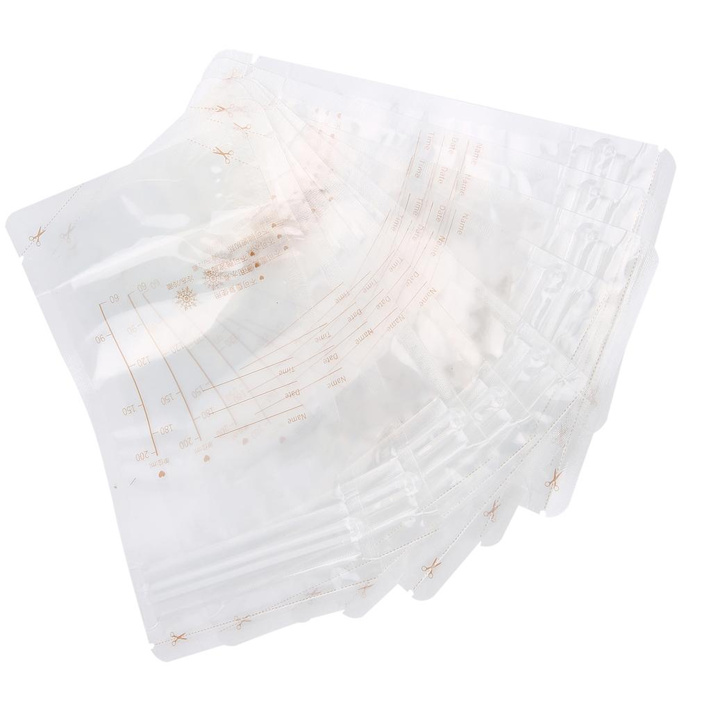 10PCS Breastmilk Storage Bags Storing PreSterilized Freezing Double Zipper Seal Bags 200ML