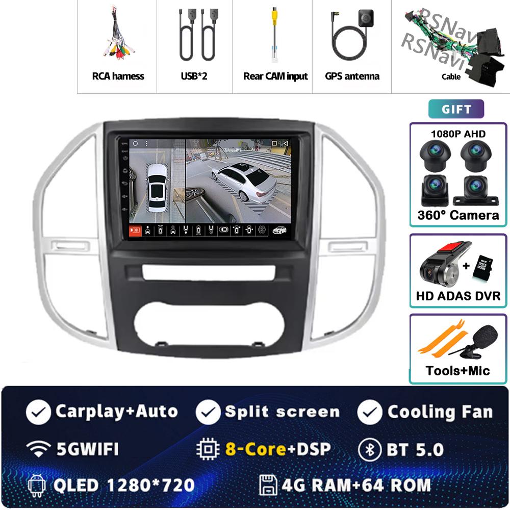 Android 14 Carplay For Mercedes Benz Vito 3 W447 2014 - 2020 GPS Navigation Multimedia Video Car Radio Stereo DSP Head Unit 2din