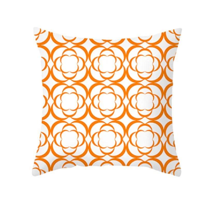 Orange Geometric Abstract Pillowcase Modern Simple Ins Style Cushion Creative Line Plant Pattern Sofa Decorative Pillow